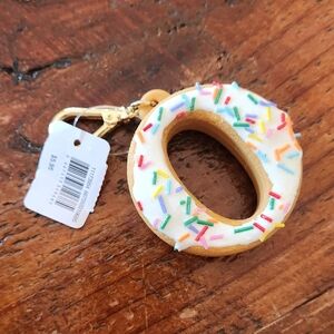 Bath & Body Works White Frosted Donut Keyring with Colorful Sprinkles